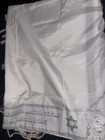 Jewish Tallit Prayer Shawl White W  Black Stripes Fringes Star Of David