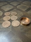 Copper Tone Tea Coasters Set Of 6 With Holder Vintage Retro Mid Century Modern