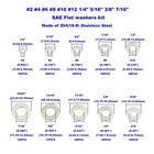 360pcs  2 To 7 16  304 18-8  Stainless Steel Sae Flat Washers Assortment    