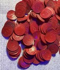 125 - Vintage Missouri Sales Tax Tokens Red 1 Cent Mil Plastic Many Bent  warped