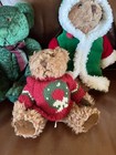 Lot Of Russ Green Plush Spearmint Small Brown Teddy Bear W Knit Christmas Sweate