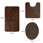 3pcs Bathroom Rug Set Shower Bath Mat Nonslip Pedestal Toilet Lid Cover Washable