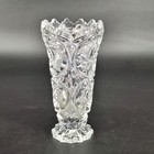 Clear Cut Crystal Vase Starburst Pinwheel Pattern 6 25 