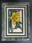 Needlepoint Spring Daffodils Yellow   Green On White Completed And Framed 8 X 6