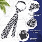  Mens 3 15inches Rose Flower Pattern Tie With Floral Printed 145-black white