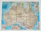 Vintage 1963 National Geographic Australia Map Tasmania Queensland New Guinea