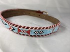 Seed Beaded Belt Leather Native American Thunderbird Size 26  -read