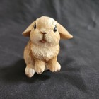 Tan Bunny Rabbit Figurine Easter Decoration Big Eyes Textured Resin Realistic
