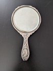 Sterling Silver Art Nouveau Repousse Hand Held Mirror Monogrammed 1757