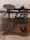 Antique English Brass Postal Scale With Weights