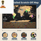 Landmass Scratch Off World Map  Deluxe Travel Tracker 24x17  Black Map 