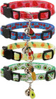 4 Pack Cat Collars Breakaway With Bell Safety Buckle Kitten Collar