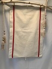 One Large Antique Vintage French Linen Torchon Tea Kitchen Towel Wide Red Stripe