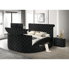 Traditional Brown Upholstered Pu Queen Size 3pc Storage Bed 2x Nightstand Set