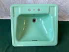 Vtg Mid Century 20x18 Cast Iron Jadeite Green Porcelain Drop In Sink 297-25e