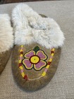 Vintage Handmade Fur   Suede Beaded Moccasins Native American Design Women 9