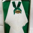 Vtg Set 2 Irish Cabin White Floral Stitch Shamrock Lace Linen Hankies Ireland