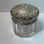 Antique F b Small Vanity Crystal Jar With A Sterling Lid With Women -