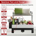 Extra Large Two Tier Stainless Steel Dish Drainer Drying Rack With Drainboard   