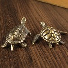 2pcs Vintage Brass Turtle Figurine Statue Home Ornaments Animal Figurines Gift
