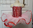 Nwot Dance Costume Pink Leotard Nylon Net Tutu Silver Sequin Trim Extra Sm Child