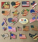 Vintage Lot Of 35 Usa American Flag Patriotic Red White Blue Lapel Hat Pins