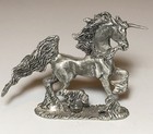 Vintage Unicorn Pegasus W  Crystal Ball Collectible Pewter Figurine Nice Detail