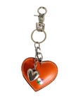 Italian Genuine Leather Key Chain   Fob   Bag Charm - Heart S     Made In Italy
