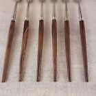 Set Of 6 Mcm Long Stainless Forks Teak Handles Fondue Japan   No Box