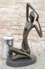 Signed Deco Bronze Sculpture Cubism Nude Girl Abstract Modern Art Statue Decor