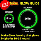100pk Green Glow Sticks 8in Party Favors Light Up Bracelets Necklaces