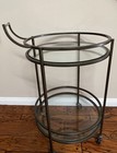 Spherical Bar Cart  2 Glass Shelves W Protective Fence Design  Handle  Casters