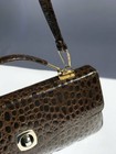Vintage Brown Alligator Pattern Leather Handbag