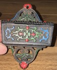 Vintage Wilton Hand Painted Cast Iron Wall Mounted Match Safe Holder