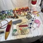 Vintage Sewing Thread Lot Spools Scissors Ribbon And More 
