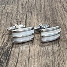 Rectangle Mother Pearl Stripes Cufflinks For Men Birthday Wedding Gift In Box