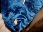96  Long Antique 1920 s French Blue Silk Sash W Embroidered Beaded Roses Vg