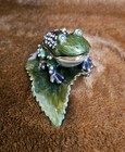 Pier 1 Trinket Box Enamel Frog On Leaf Crystal Accents Magnetic Closure Nib