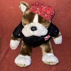 Dan Dee Bulldog Biker Plush 18  I Wuff You Faux Leather Jacket Red Bandana Dog