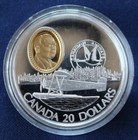1993 Canada -  20 Dollars - Fairchild 71c - Proof Silver W Gold Cameo - 1 0 Oz