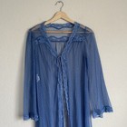 Vintage Tom Bezduda Nightgown Robe Medium Lace Romantic 70s Blue Classic