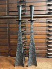Lot 2  Hand Forged Metal Brutalist Candle Holders Sticks 16    Tall Mcm Vintage