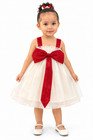 Girls Ivory Tulle Dress Red Satin Bow Sleeveless Princess Party Toddler Dress