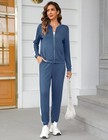 Women s 2 Piece Tracksuit Long Sleeve Track Suits Full Zip Lounge Set Sweatsu   