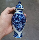 Rare Chinese Collectable Art Hand Blue White Porcelain Flowers Vase