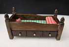 Vintage Dollhouse Wood Captains Bed Underbed Drawer Concord Miniatures 1970s