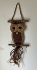 Vintage Macrame Owl Wall Hanging Art Branches Hooks 19  Long Total Mcm