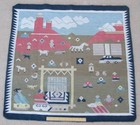 Navajo Pictorial Rug Weaving With Figure Weaver Vehicle Mountain Landscape 40x38