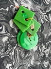 Vintage Green Plastic Buttons     Set Of 5     Geometric Mid-century Style