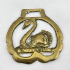 Brass Horse Medallion Vintage English Swan Bird Swim Grace Ornate Parade Harness